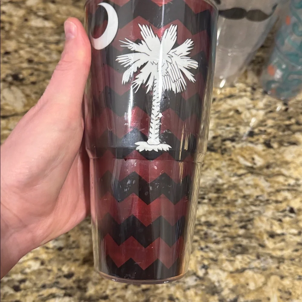 3 Tervis Patterned Tumblers with Red, Black, and Blue Designs